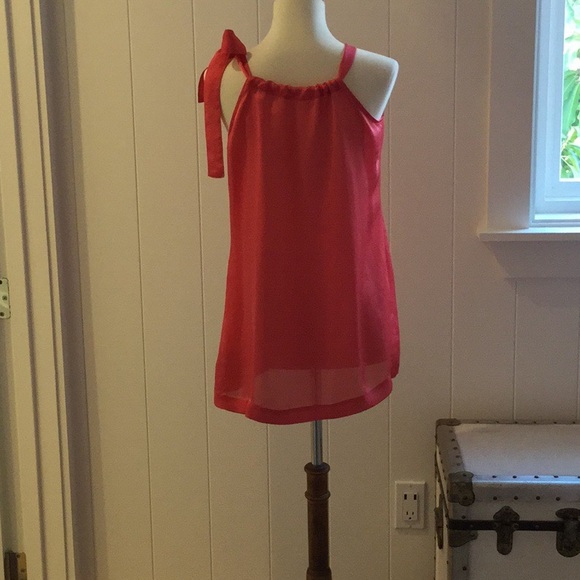 Stylish deep coral ruffle and bow tank - Picture 4 of 4
